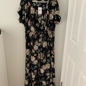 Bobeau long black floral wrap dress - beautiful, flowy dress